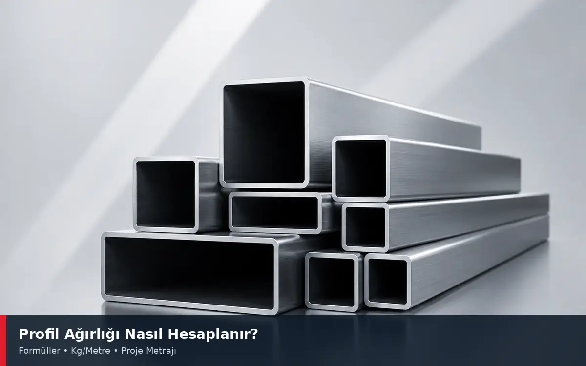 Farklı metal profil kesitlerinin toplu görünümü